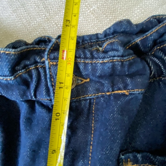 Zara Z1975 Dark Denim High Paperbag Waist Baggy Tapered Ankle Jeans-Sz 8 - Picture 12 of 16